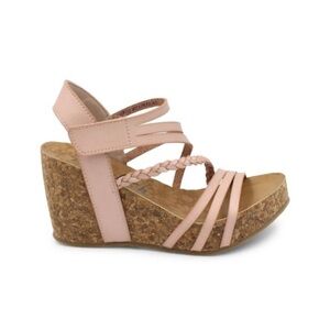 Women's Blush Pink Cork Wedge Sandals - Unbranded
